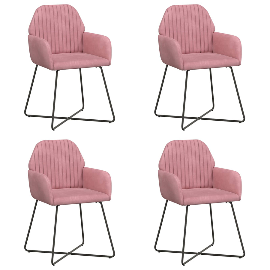 Eettafelstoelen 4 pcs fluweel Roze 55 x 50 x 84 cm