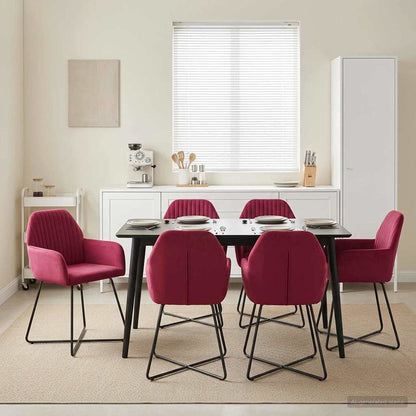 Eettafelstoelen 4 pcs fluweel Wijnrood 55 x 50 x 84 cm