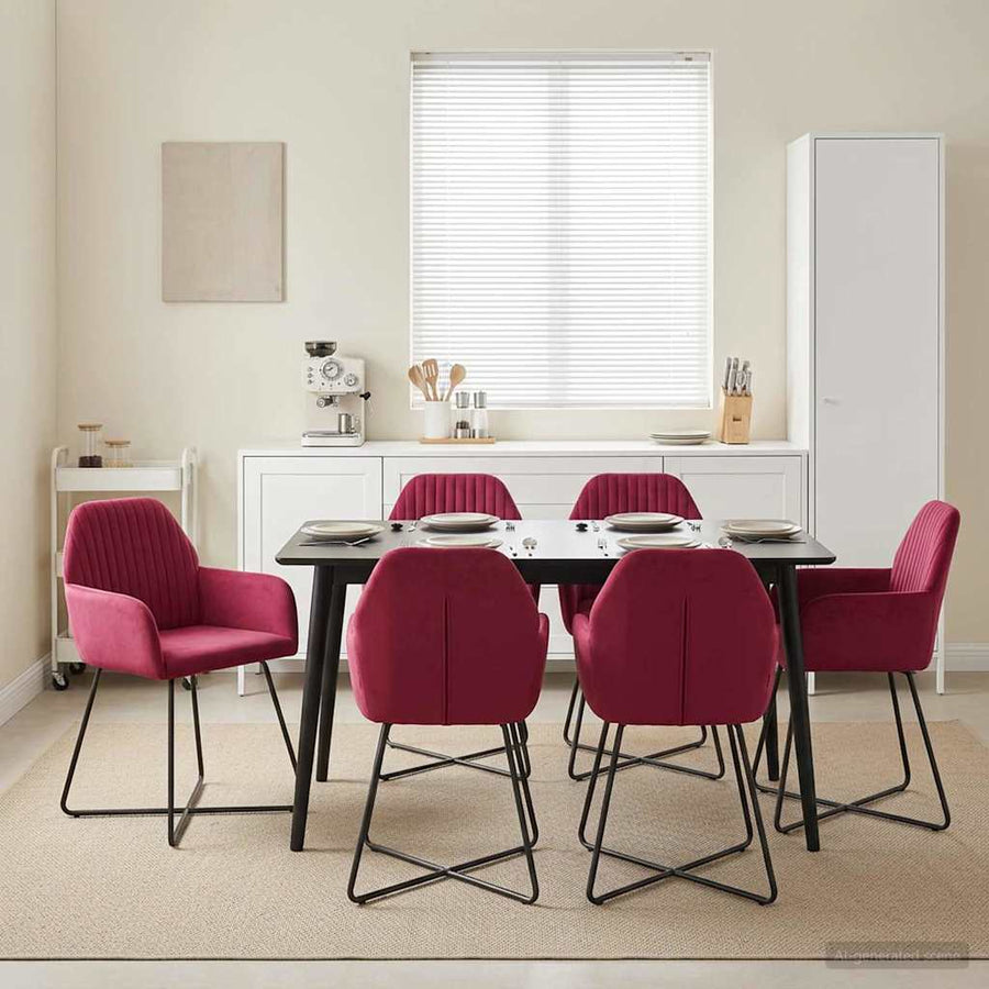 Eettafelstoelen 4 pcs fluweel Wijnrood 55 x 50 x 84 cm
