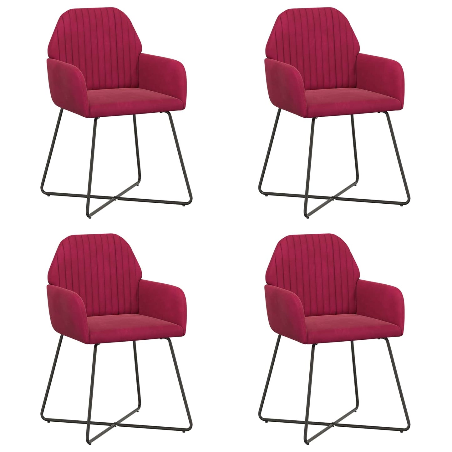 Eettafelstoelen 4 pcs fluweel Wijnrood 55 x 50 x 84 cm