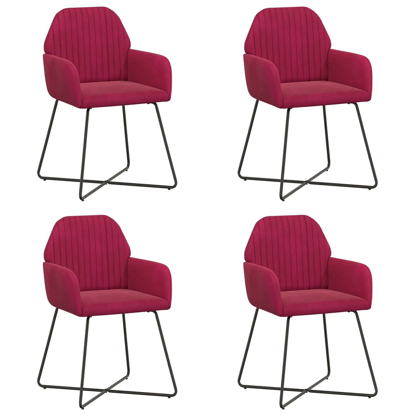 Eettafelstoelen 4 pcs fluweel Wijnrood 55 x 50 x 84 cm