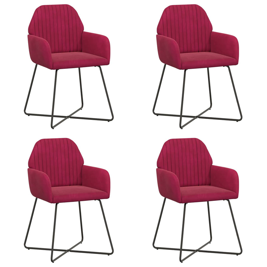 Eettafelstoelen 4 pcs fluweel Wijnrood 55 x 50 x 84 cm