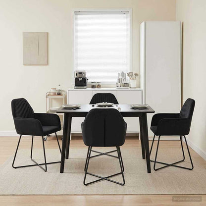 Eettafelstoelen 4 pcs fluweel Zwart 55 x 50 x 84 cm