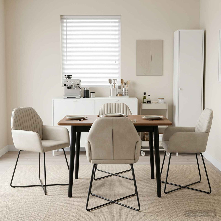 Eettafelstoelen 4 pcs fluweel Crèmekleurig 55 x 50 x 84 cm