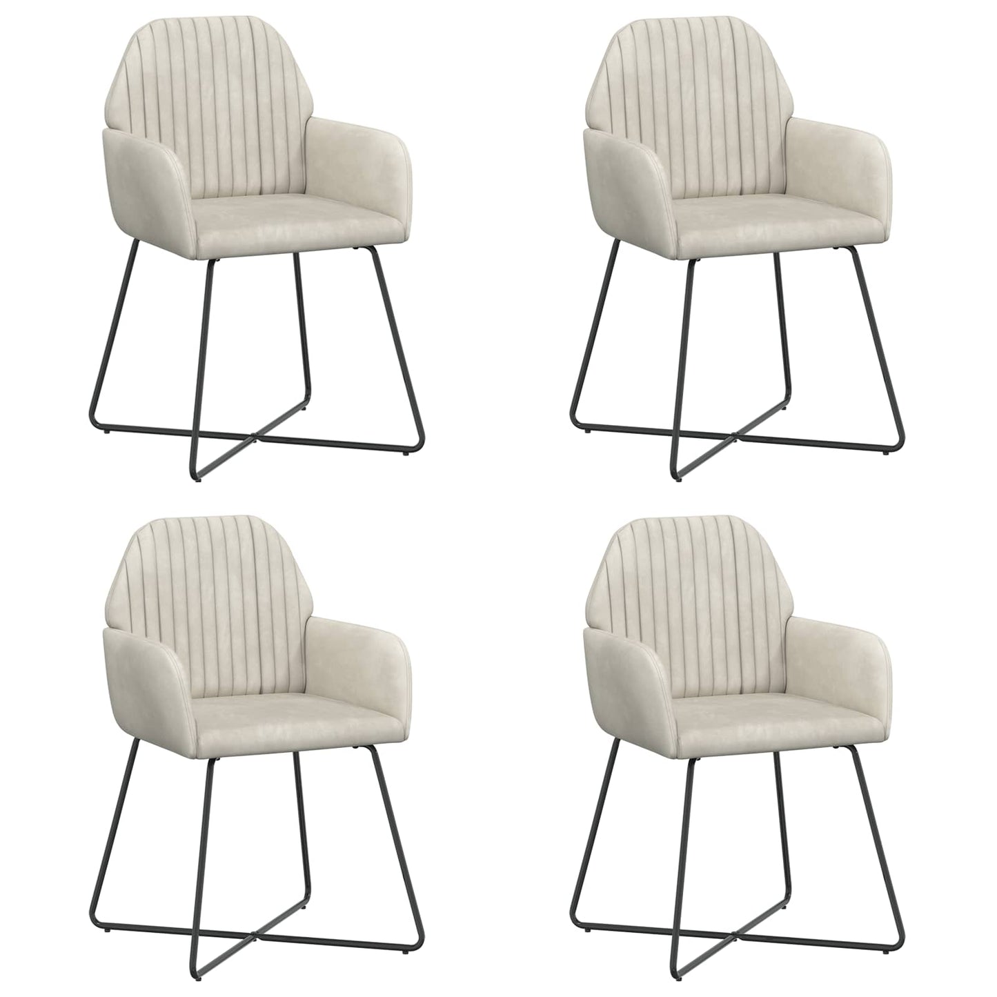 Eettafelstoelen 4 pcs fluweel Crèmekleurig 55 x 50 x 84 cm