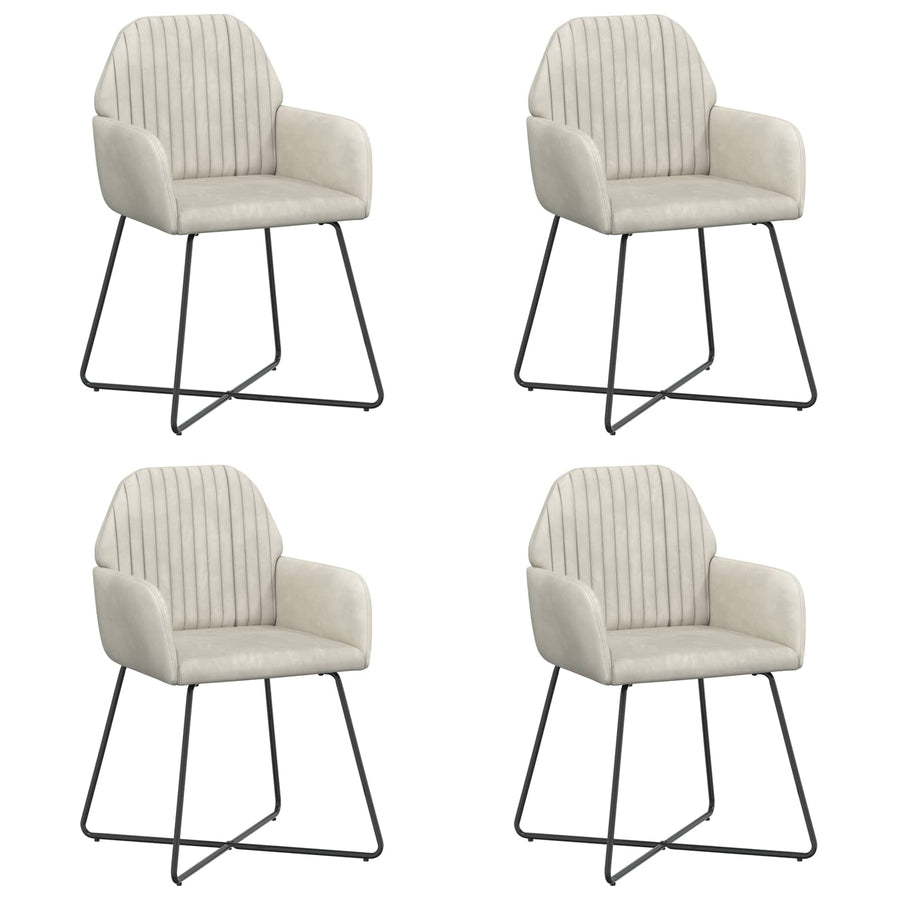 Eettafelstoelen 4 pcs fluweel Crèmekleurig 55 x 50 x 84 cm