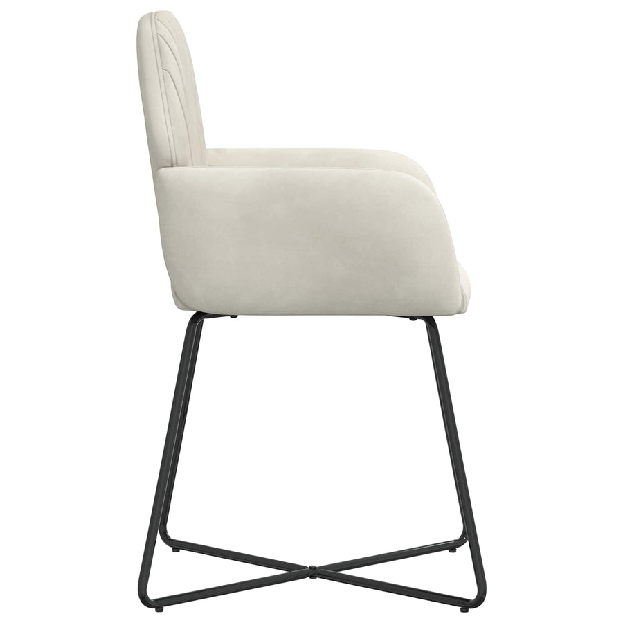Eettafelstoelen 4 pcs fluweel Crèmekleurig 55 x 50 x 84 cm