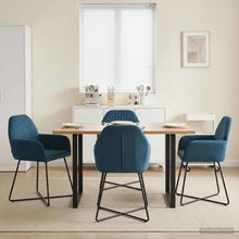 Eettafelstoelen 4 pcs fluweel Blauw 55 x 50 x 84 cm