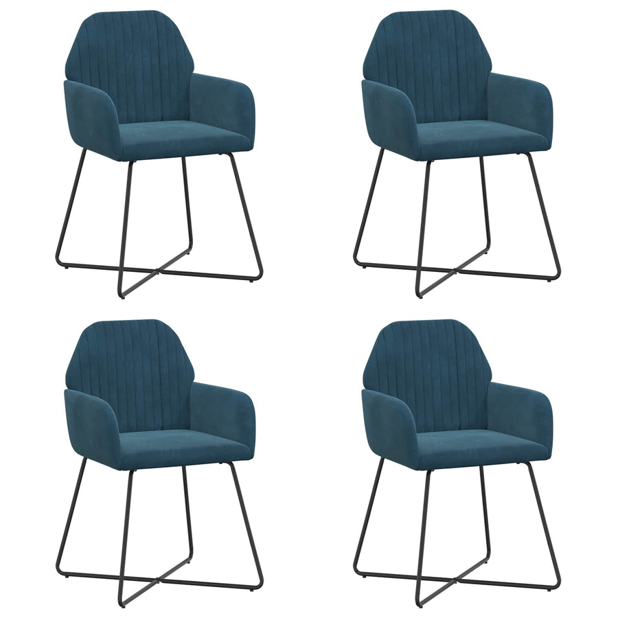 Eettafelstoelen 4 pcs fluweel Blauw 55 x 50 x 84 cm