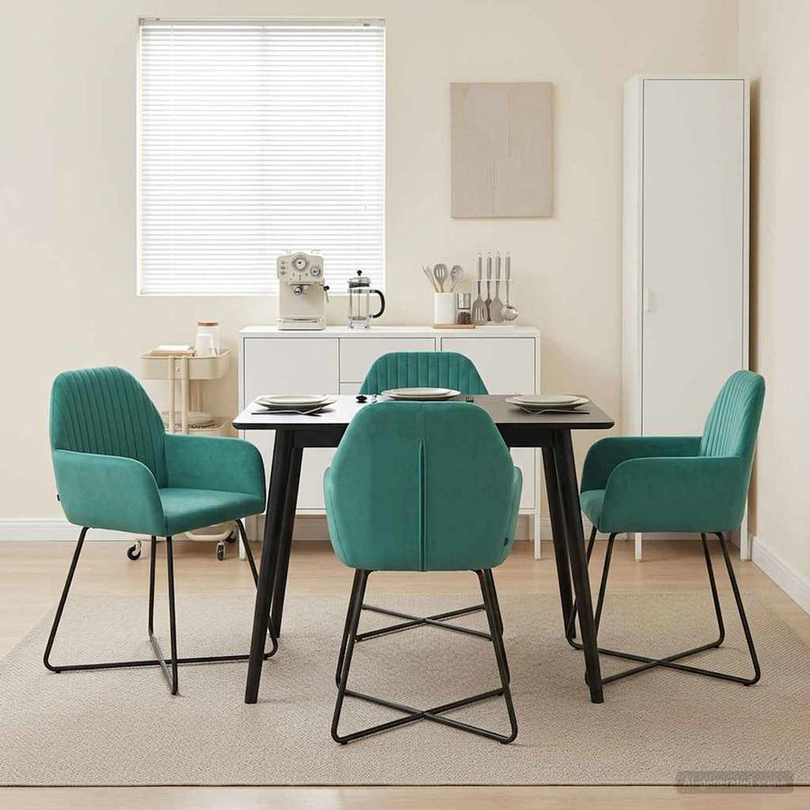 Eettafelstoelen 4 pcs fluweel Turquoise 55 x 50 x 84 cm