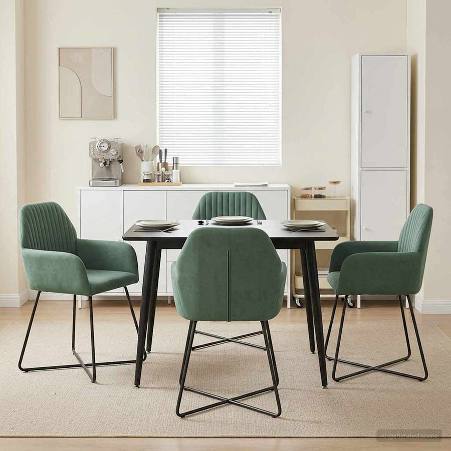 Eettafelstoelen 4 pcs fluweel Zeegroen 55 x 50 x 84 cm