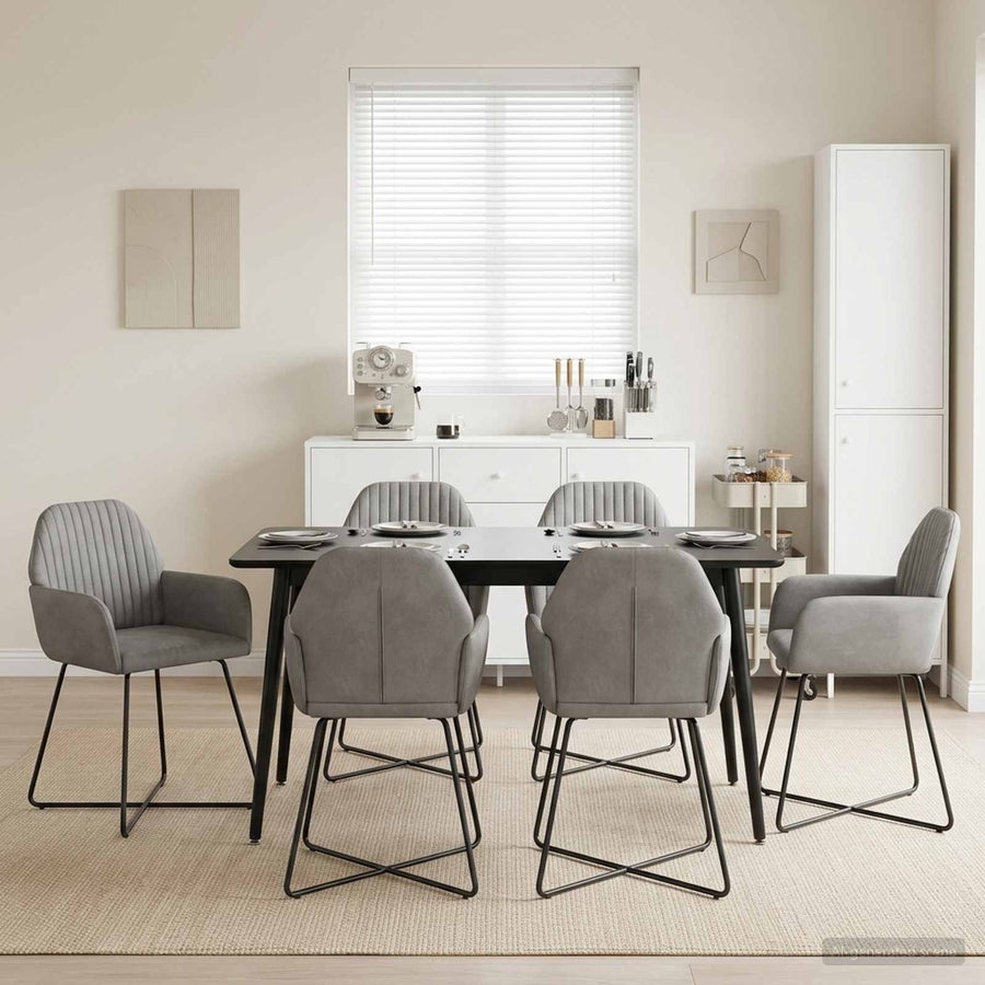 Eettafelstoelen 6 pcs fluweel Lichtgrijs 55 x 50 x 84 cm