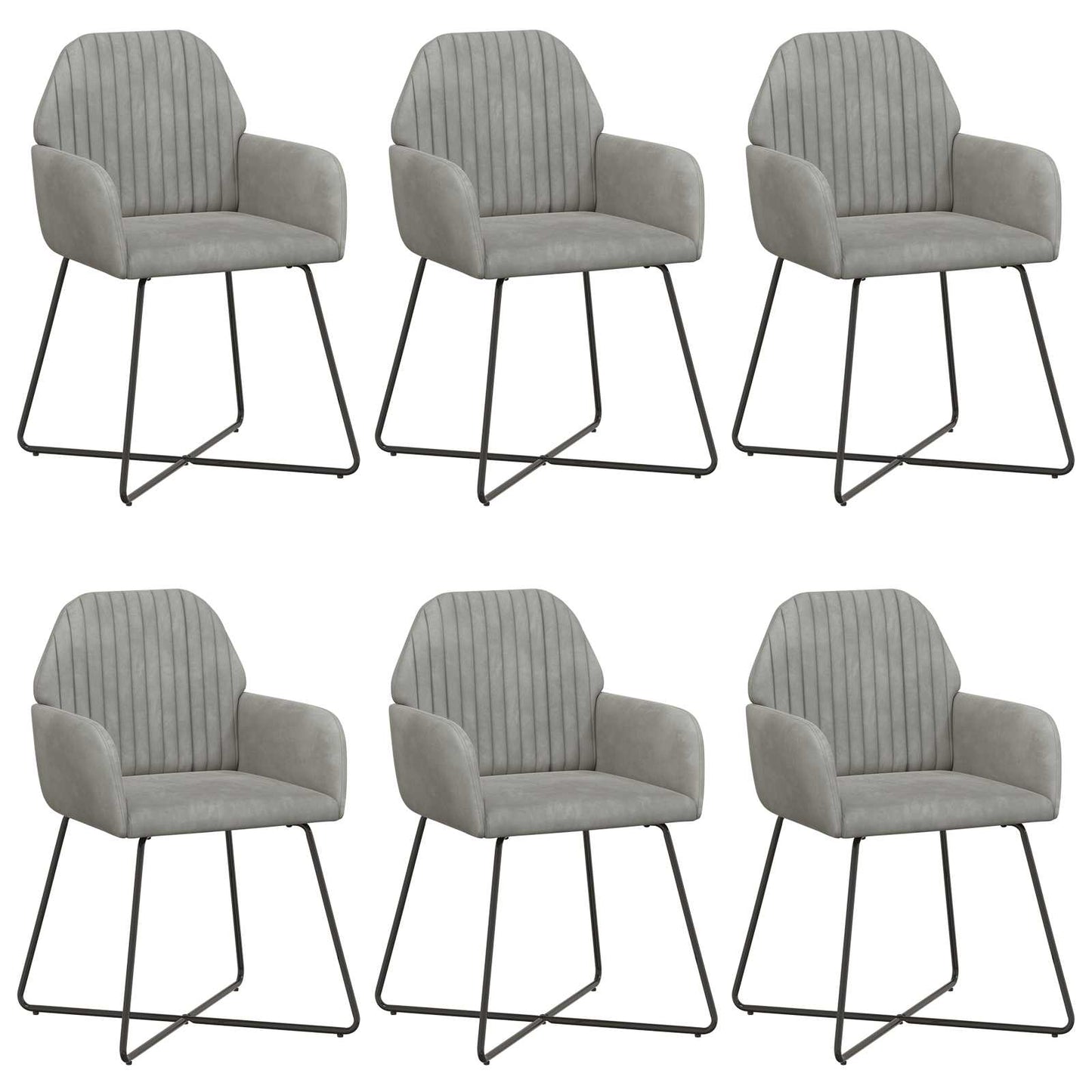 Eettafelstoelen 6 pcs fluweel Lichtgrijs 55 x 50 x 84 cm