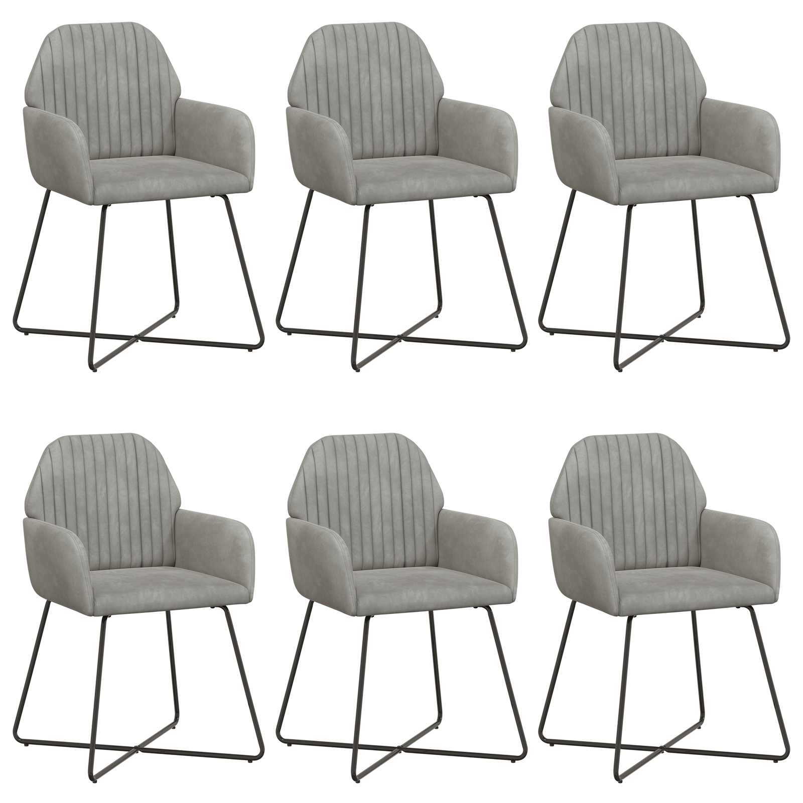 Eettafelstoelen 6 pcs fluweel Lichtgrijs 55 x 50 x 84 cm