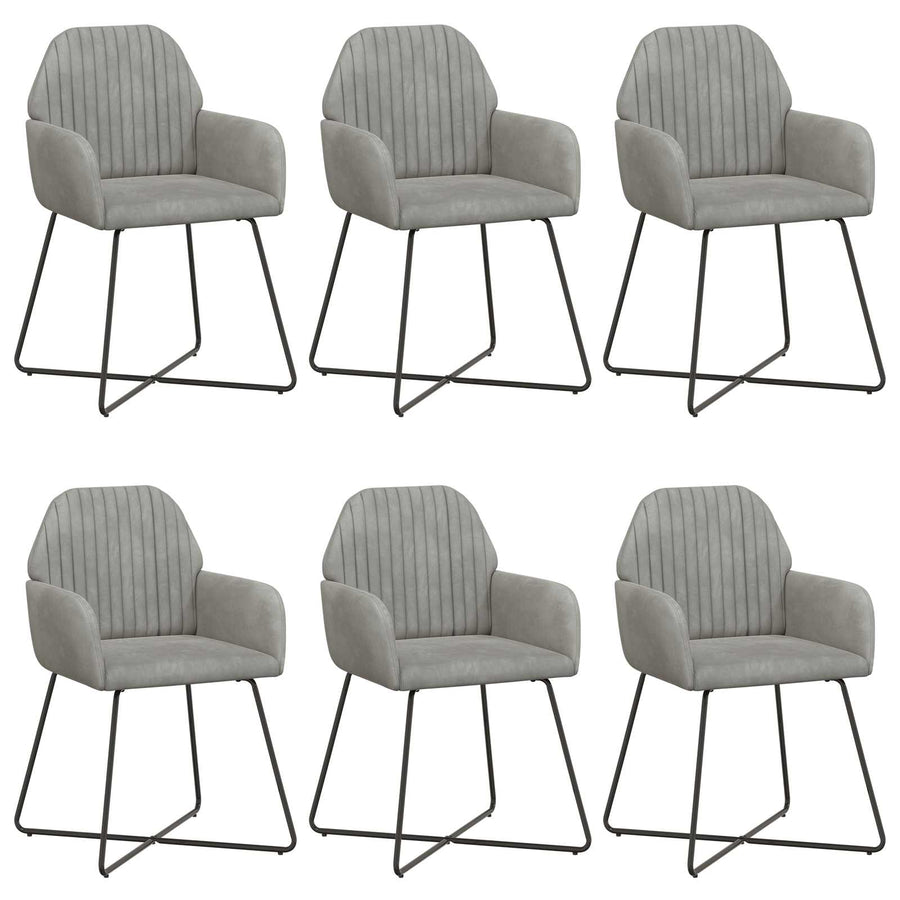 Eettafelstoelen 6 pcs fluweel Lichtgrijs 55 x 50 x 84 cm