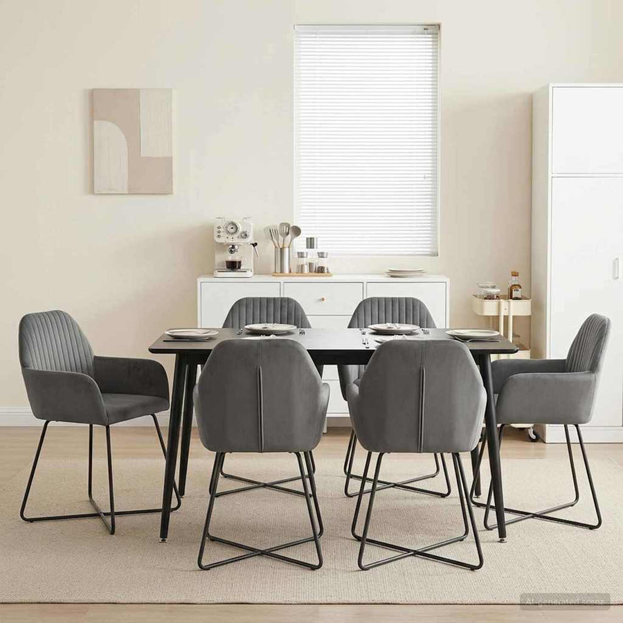 Eettafelstoelen 6 pcs fluweel Donkergrijs 55 x 50 x 84 cm