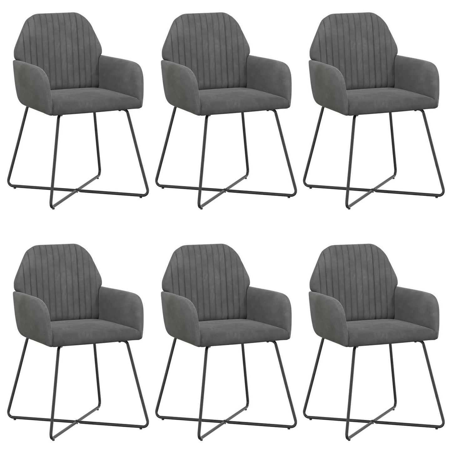 Eettafelstoelen 6 pcs fluweel Donkergrijs 55 x 50 x 84 cm