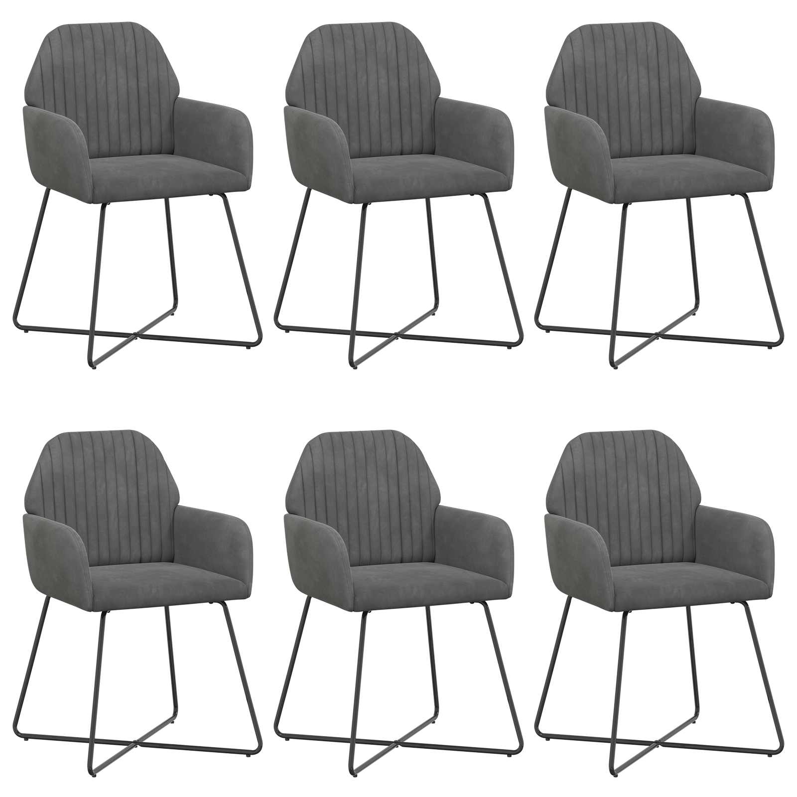 Eettafelstoelen 6 pcs fluweel Donkergrijs 55 x 50 x 84 cm
