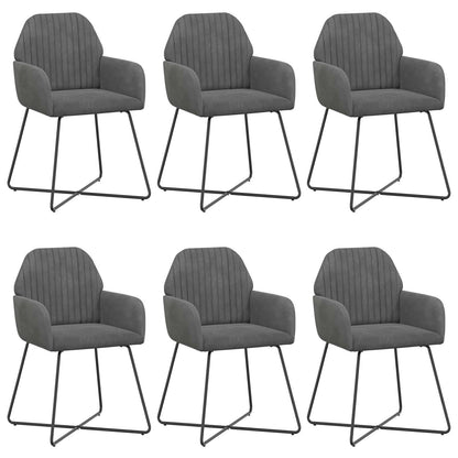 Eettafelstoelen 6 pcs fluweel Donkergrijs 55 x 50 x 84 cm