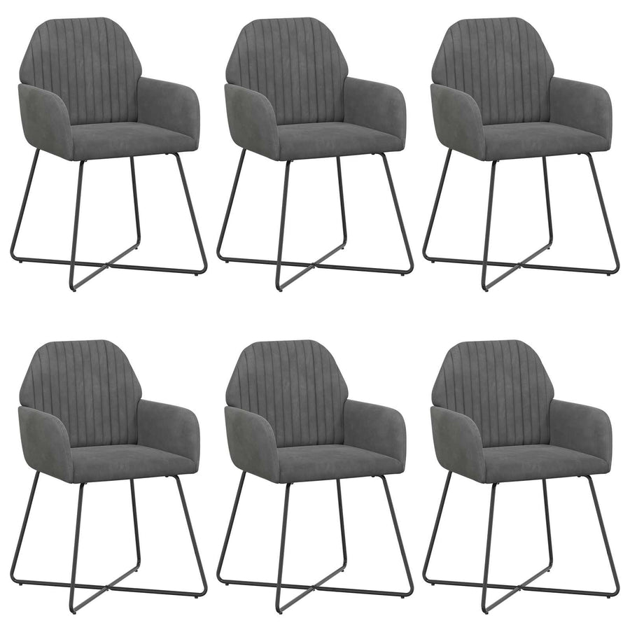 Eettafelstoelen 6 pcs fluweel Donkergrijs 55 x 50 x 84 cm