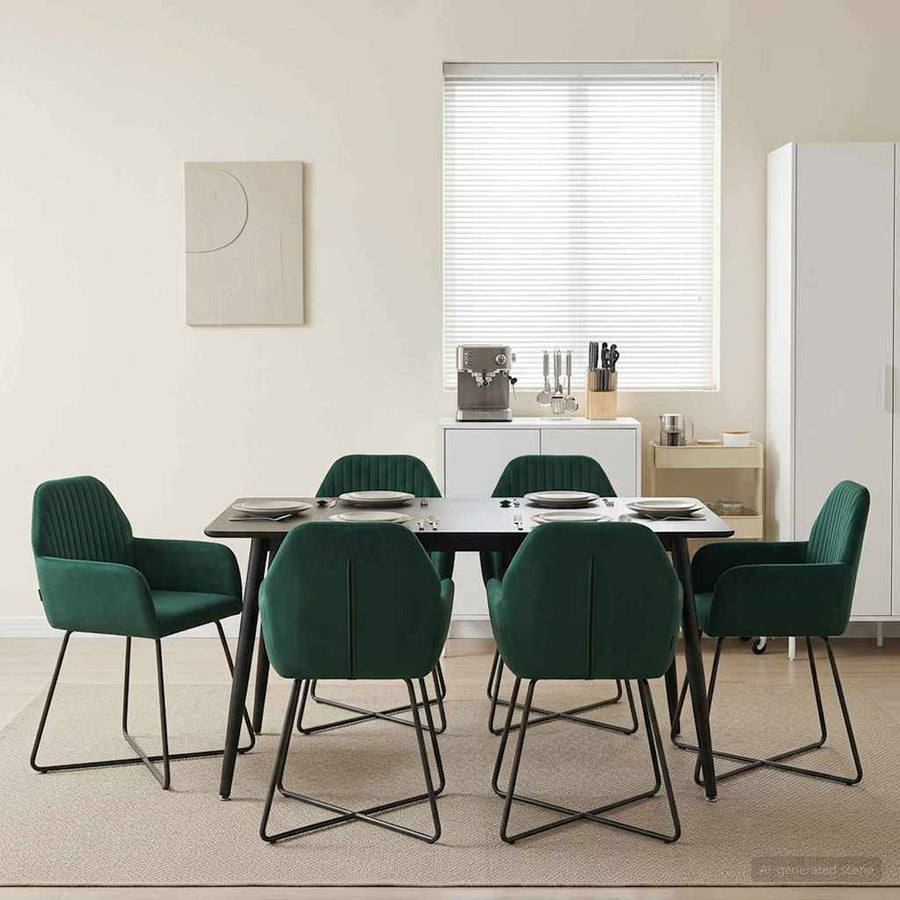 Eettafelstoelen 6 pcs fluweel Donkergroen 55 x 50 x 84 cm