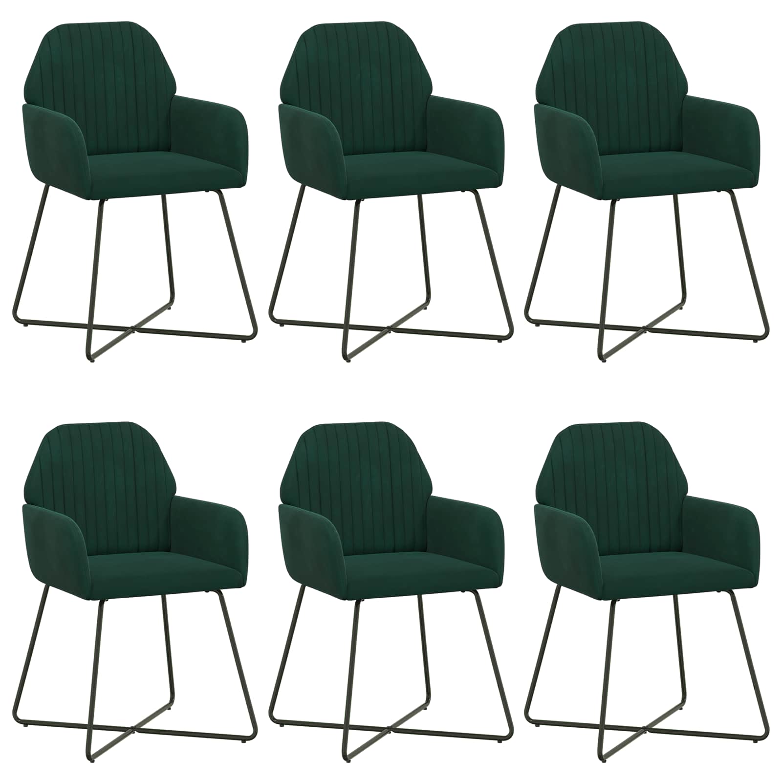 Eettafelstoelen 6 pcs fluweel Donkergroen 55 x 50 x 84 cm