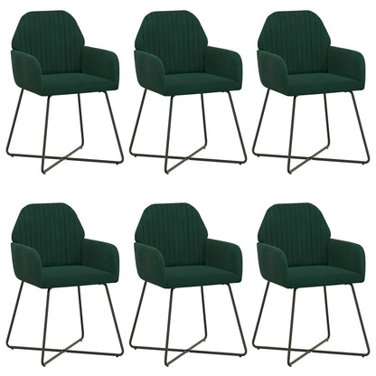 Eettafelstoelen 6 pcs fluweel Donkergroen 55 x 50 x 84 cm