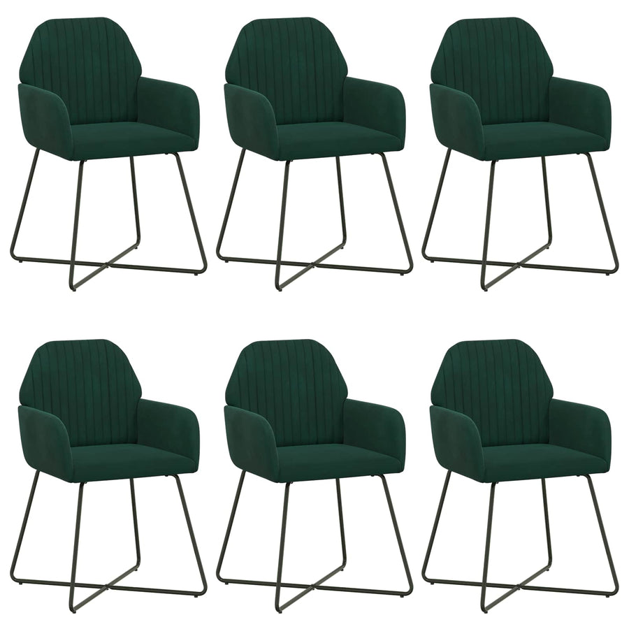 Eettafelstoelen 6 pcs fluweel Donkergroen 55 x 50 x 84 cm