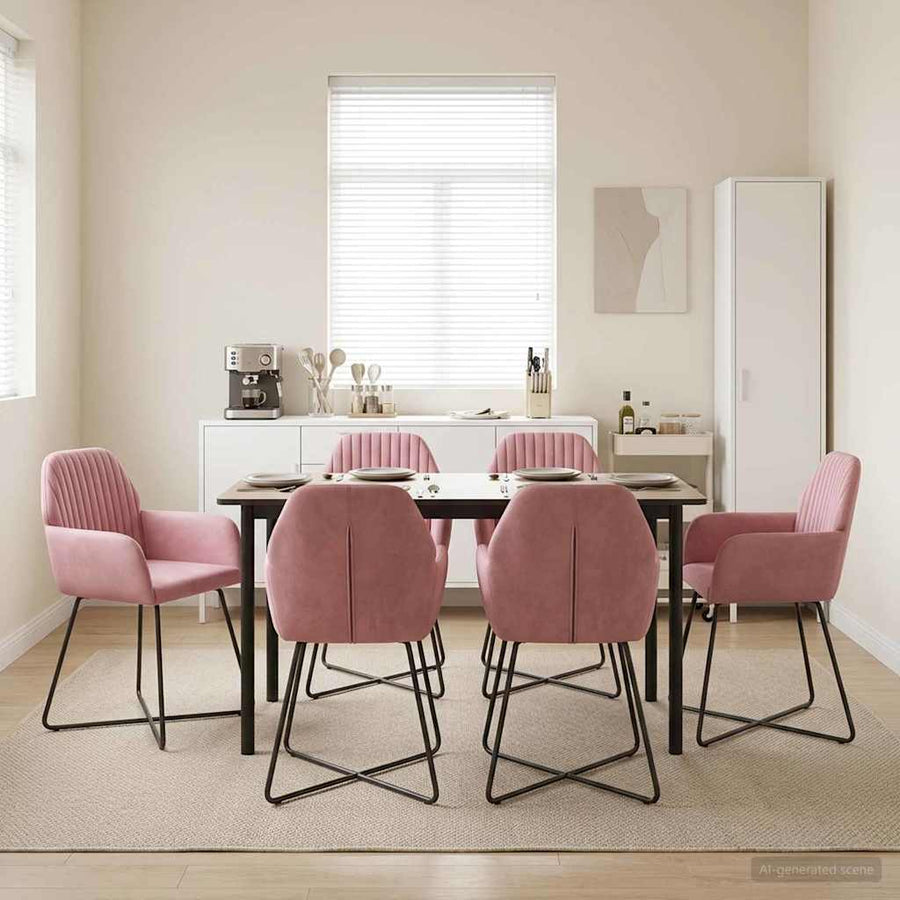 Eettafelstoelen 6 pcs fluweel Roze 55 x 50 x 84 cm
