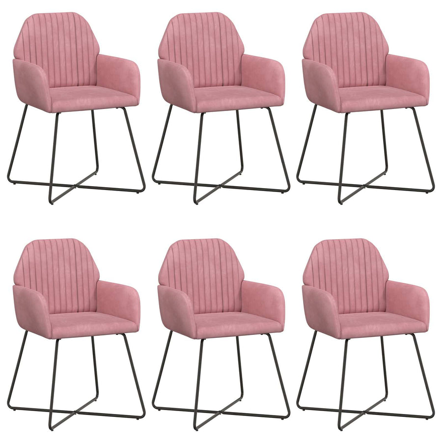 Eettafelstoelen 6 pcs fluweel Roze 55 x 50 x 84 cm