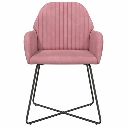Eettafelstoelen 6 pcs fluweel Roze 55 x 50 x 84 cm