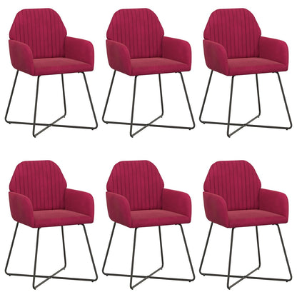 Eettafelstoelen 6 pcs fluweel Wijnrood 55 x 50 x 84 cm
