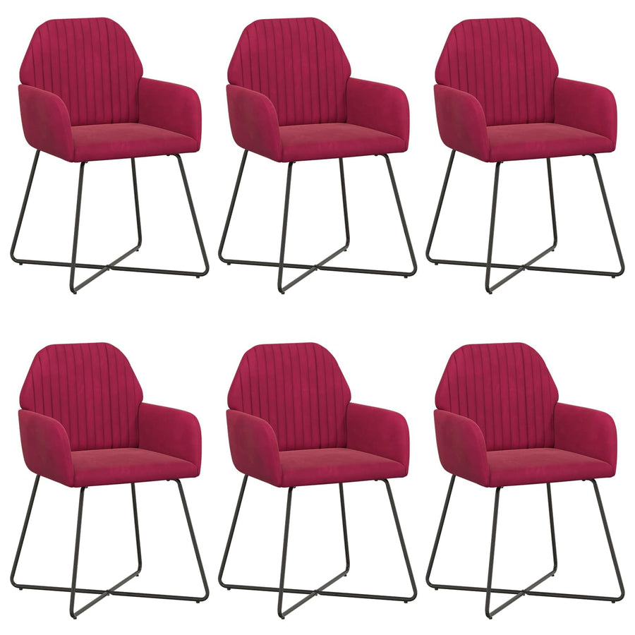 Eettafelstoelen 6 pcs fluweel Wijnrood 55 x 50 x 84 cm
