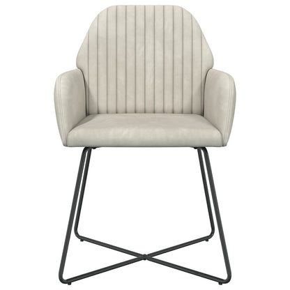Eettafelstoelen 6 pcs fluweel Crèmekleurig 55 x 50 x 84 cm