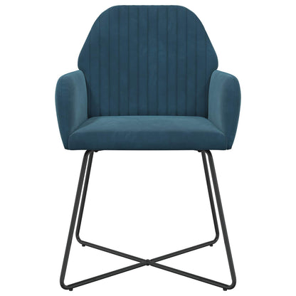 Eettafelstoelen 6 pcs fluweel Blauw 55 x 50 x 84 cm