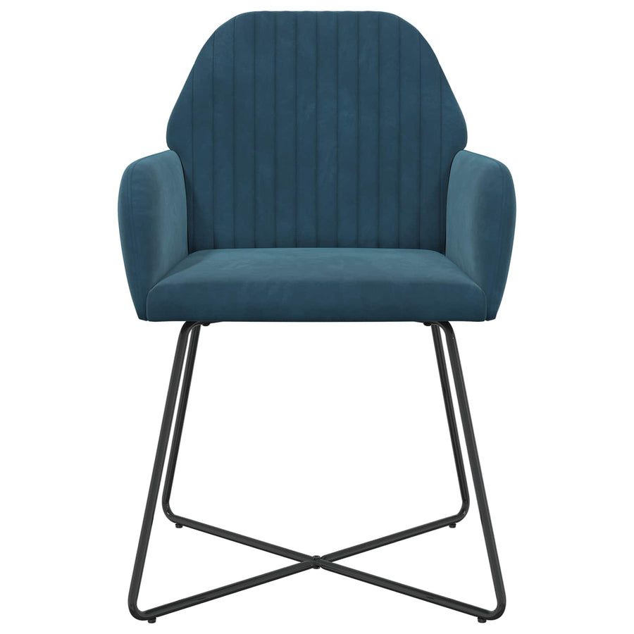 Eettafelstoelen 6 pcs fluweel Blauw 55 x 50 x 84 cm