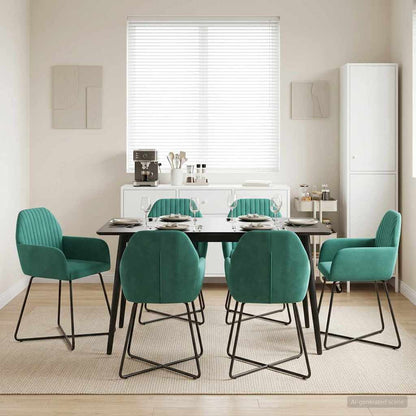 Eettafelstoelen 6 pcs fluweel Turquoise 55 x 50 x 84 cm