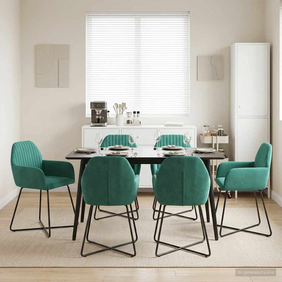 Eettafelstoelen 6 pcs fluweel Turquoise 55 x 50 x 84 cm
