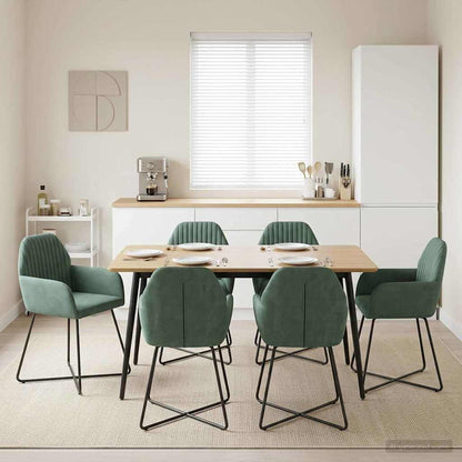 Eettafelstoelen 6 pcs fluweel Zeegroen 55 x 50 x 84 cm