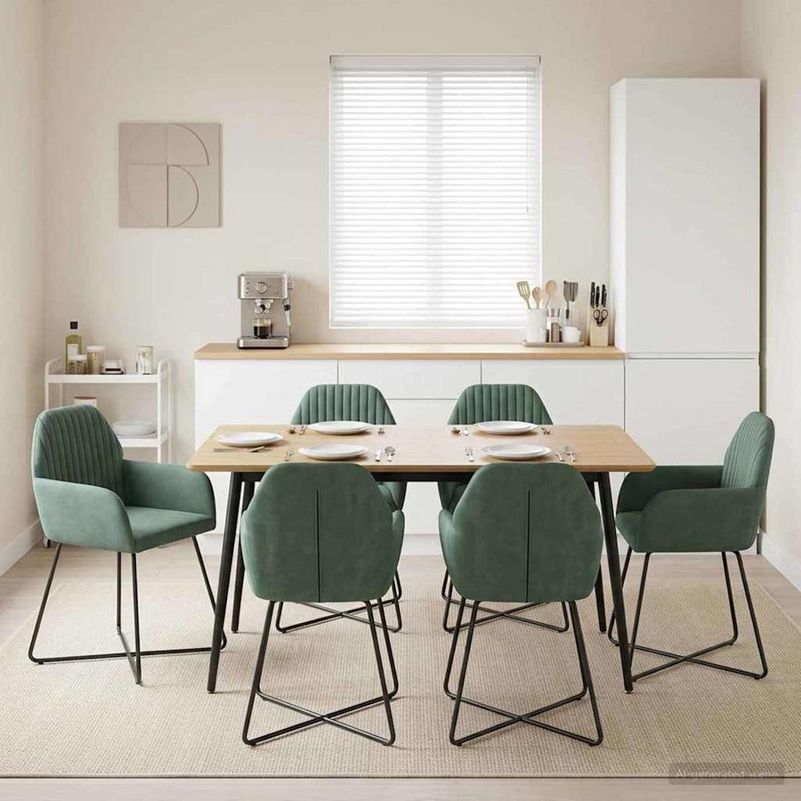 Eettafelstoelen 6 pcs fluweel Zeegroen 55 x 50 x 84 cm