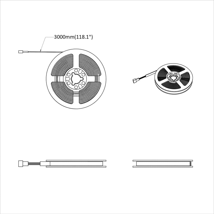 LED-strip 12 pcs Zwart en transparant 3000 mm