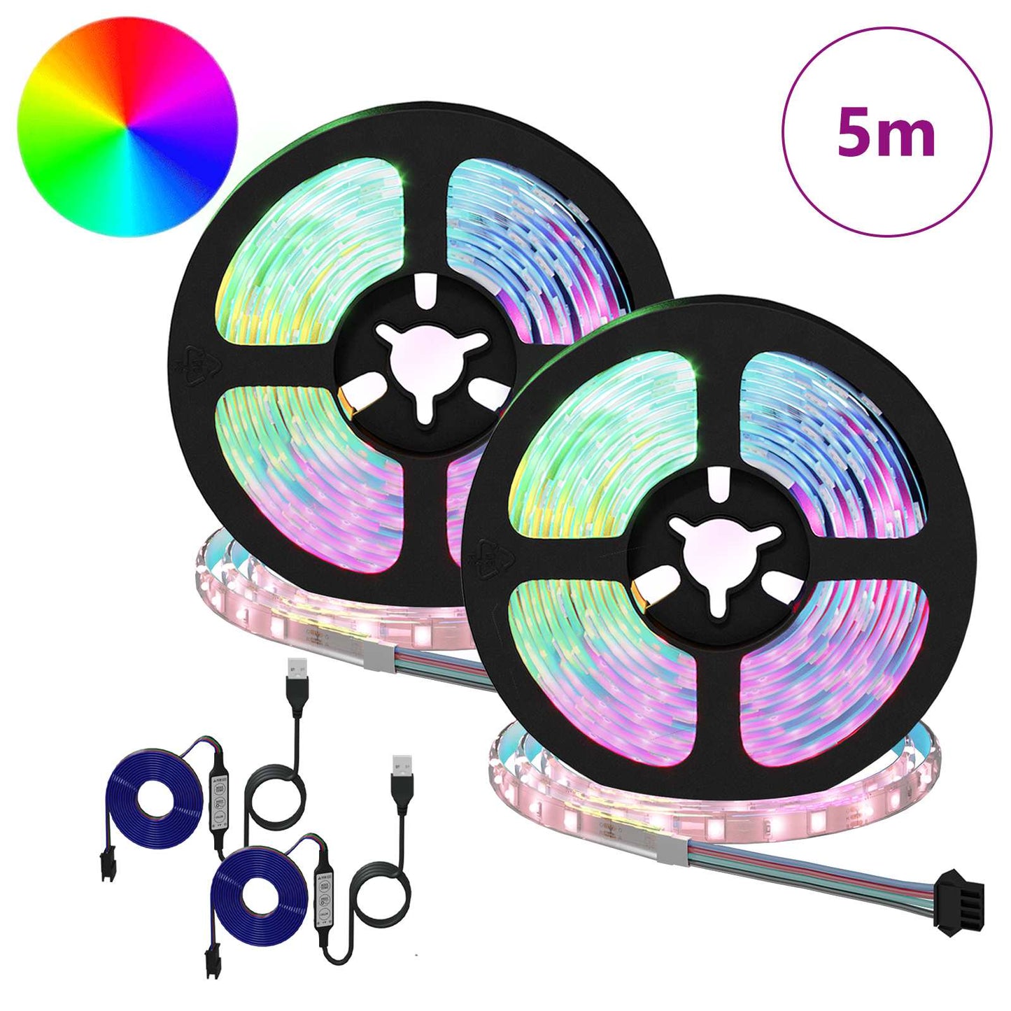 LED-strip 4 pcs Zwart en transparant 250 cm Koper en kunststof