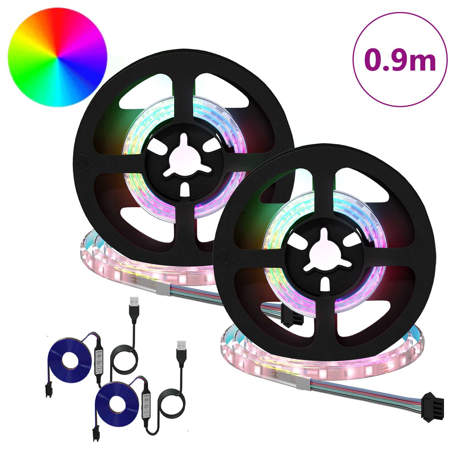 LED-strip 4 pcs Zwart en transparant 45 x 0,8 x 0,3 cm