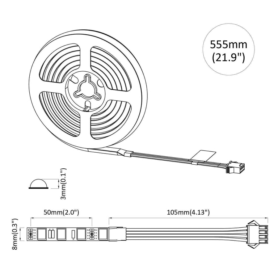 LED-strip 12 pcs Zwart en transparant 450 mm Koper en kunststof