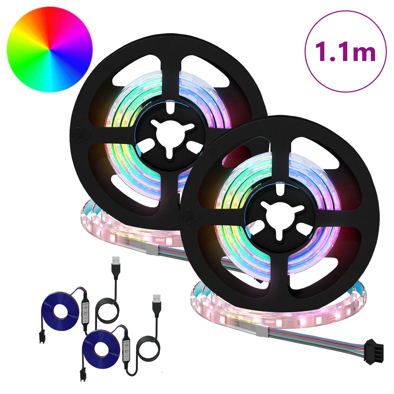 LED-strip 4 pcs Zwart en transparant 55 x 0,8 x 0,3 cm
