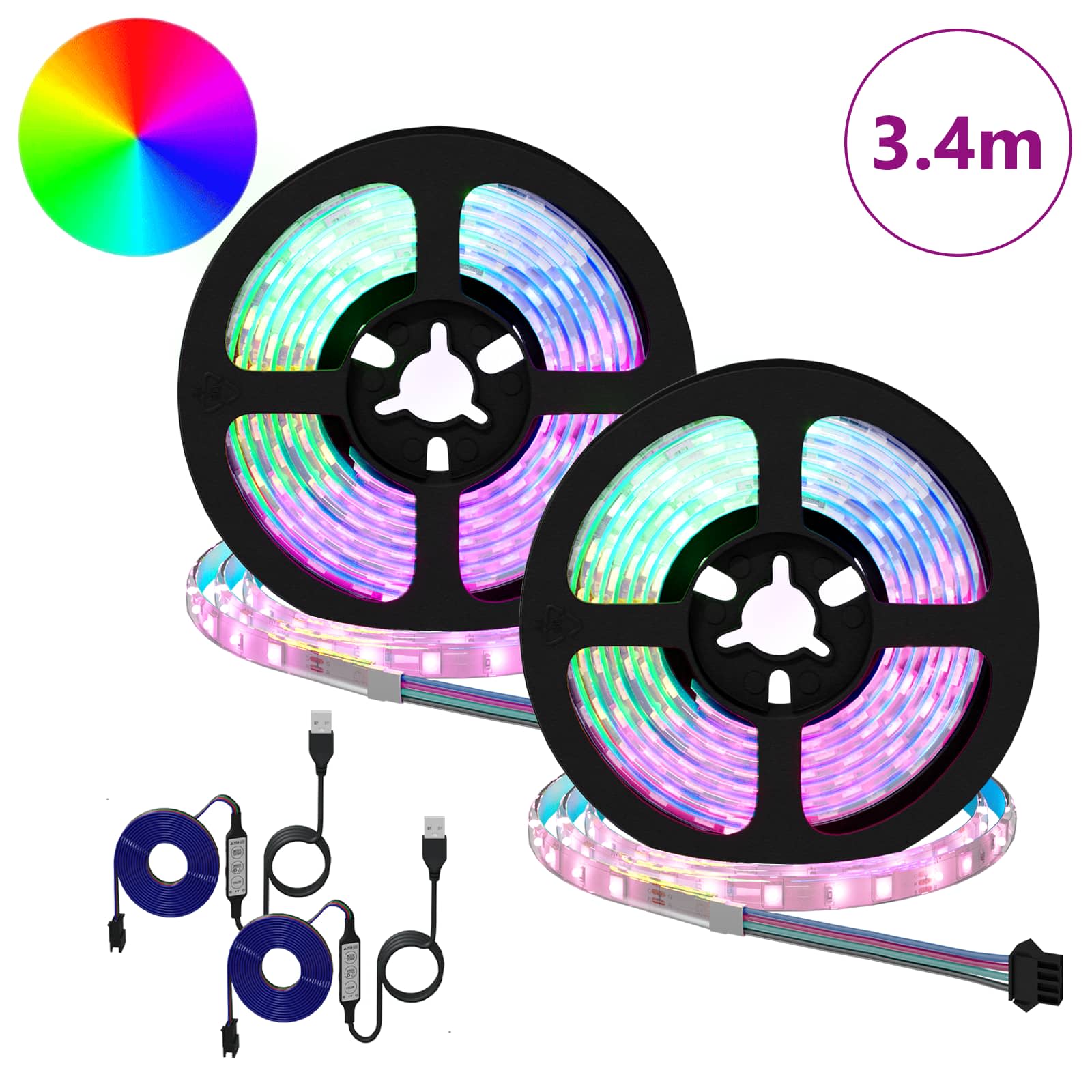 LED-strip 4 pcs Zwart en transparant 170 x 0,8 x 0,3 cm