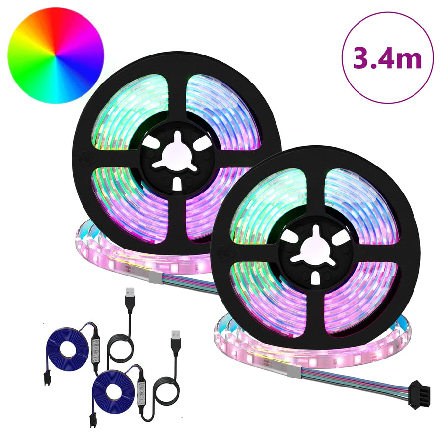 LED-strip 4 pcs Zwart en transparant 170 x 0,8 x 0,3 cm