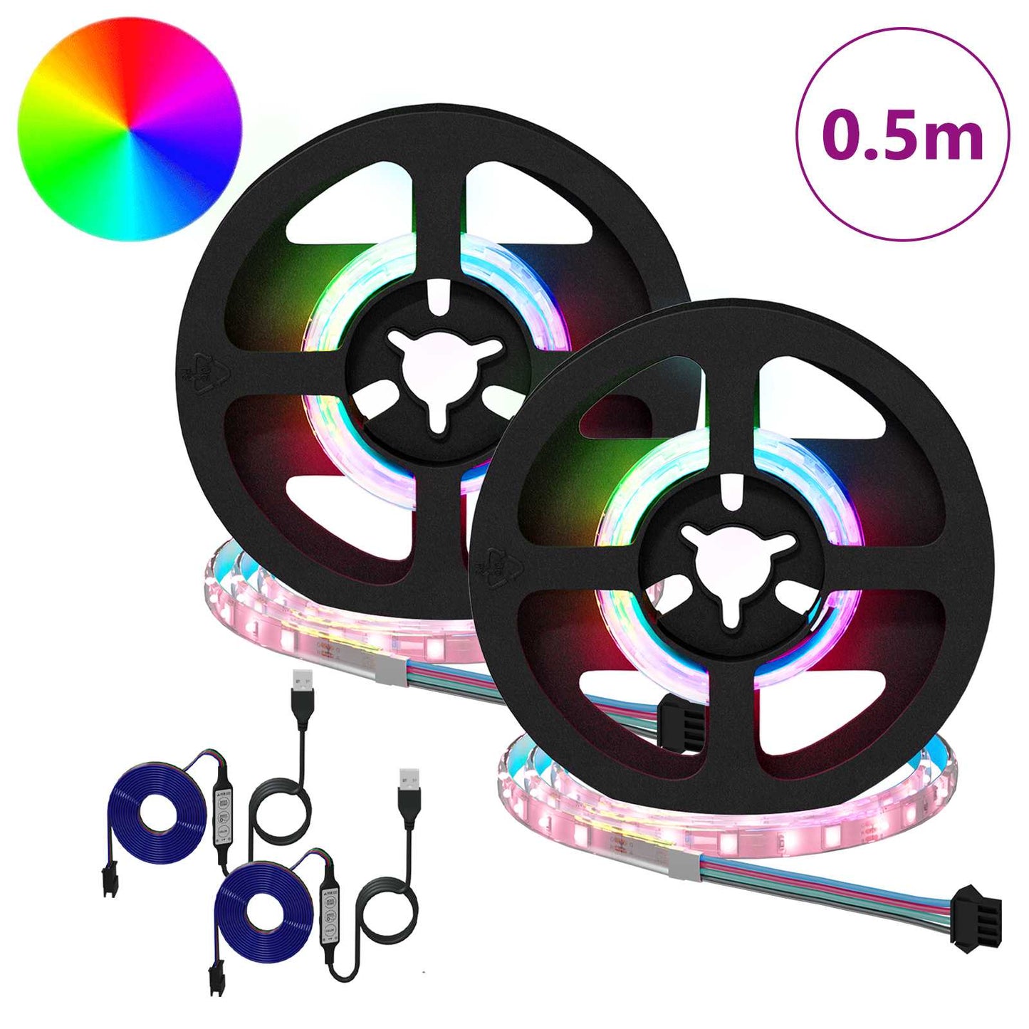 LED-strip 4 pcs Zwart en transparant 25 x 0,8 x 0,3 cm