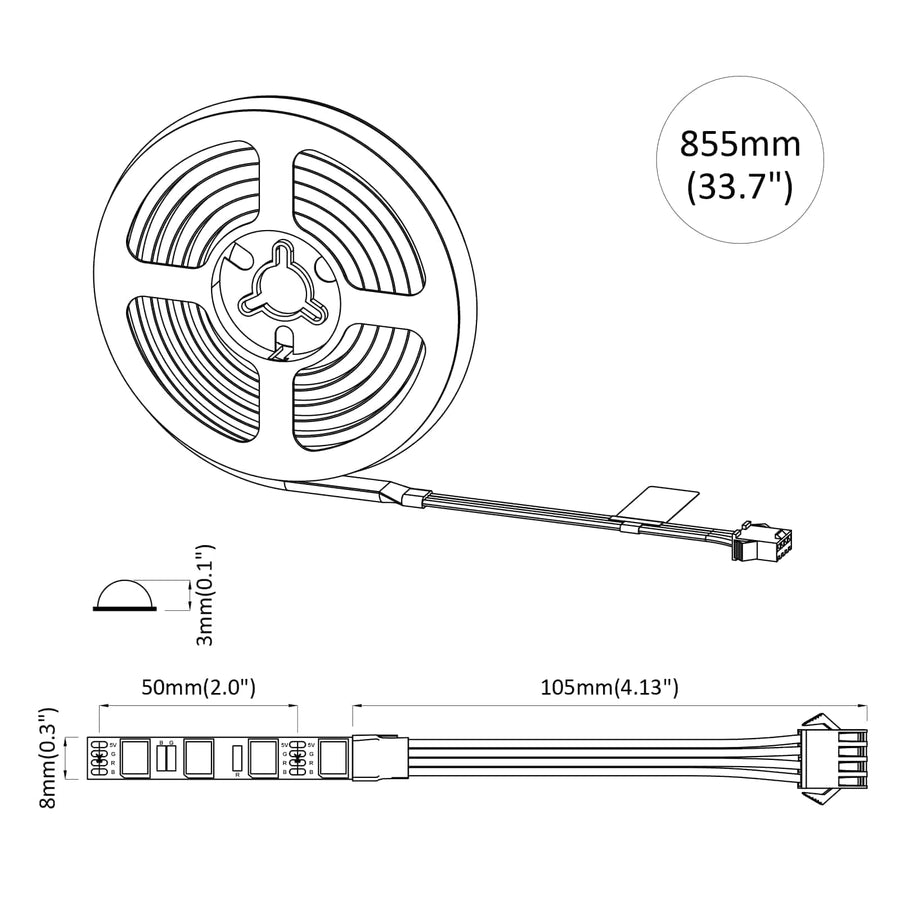 LED-strip 12 pcs Zwart en transparant 750 mm Koper en kunststof