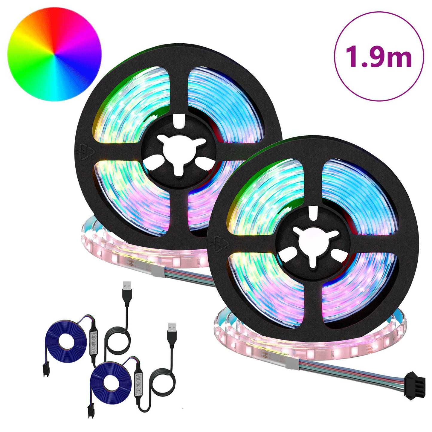 LED-strip 4 pcs Zwart en transparant 95 x 0,8 x 0,3 cm